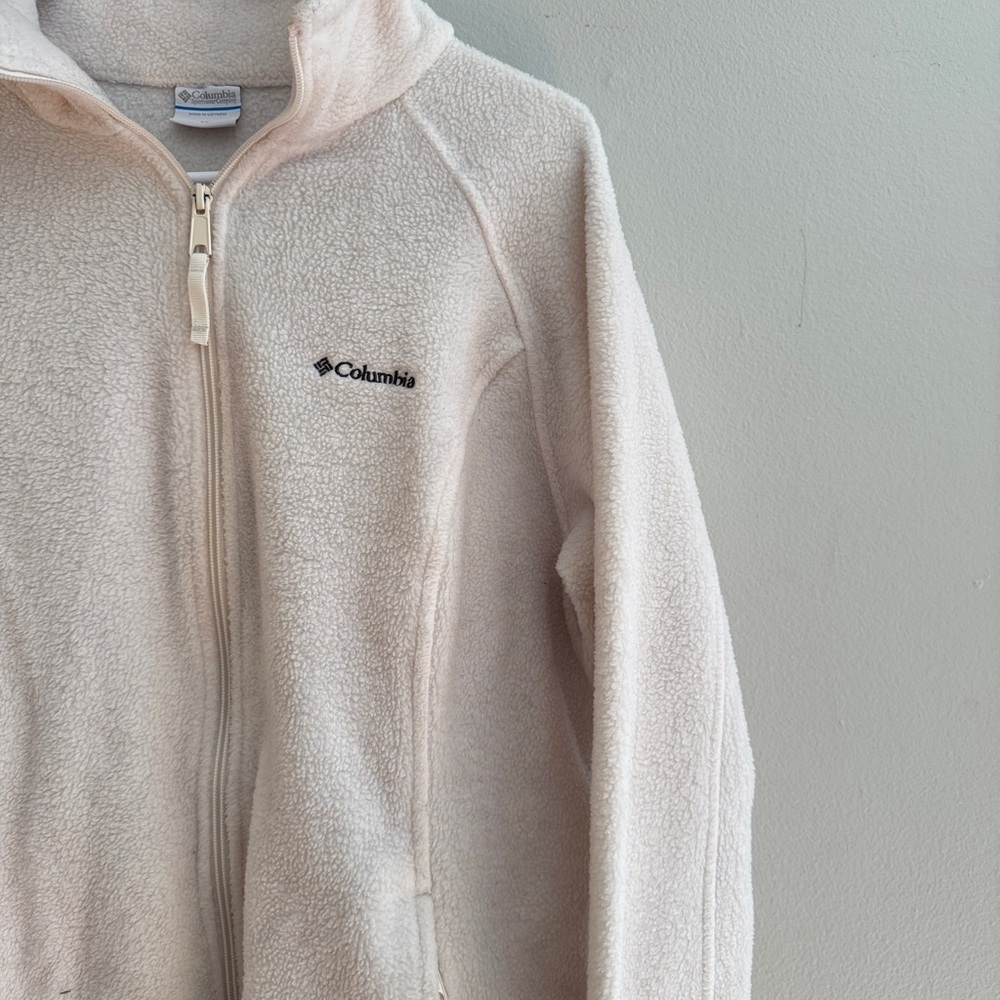 Women’s Columbia Off-White Full Zip Up Sz XL Fleece Jacket
